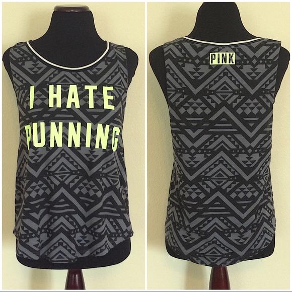 PINK Victoria's Secret Tops - PINK "I Hate Running" Muscle Tank